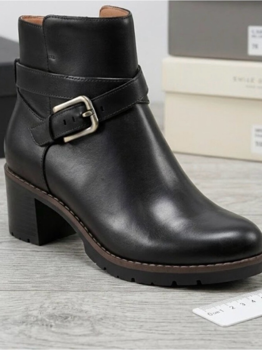 Easy Spirit Brown Leather Ankle Booties with Side Buckle